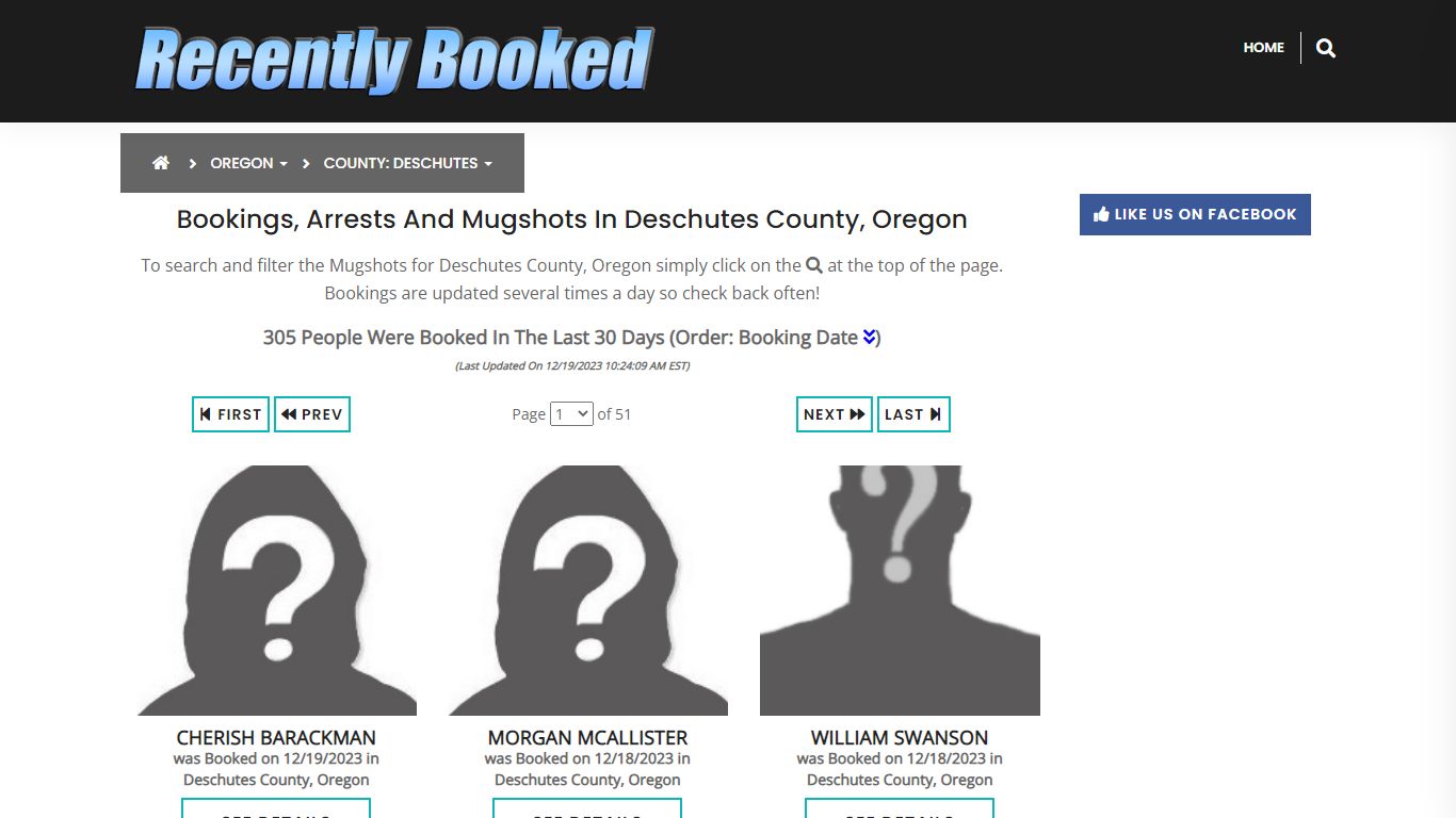 Bookings, Arrests and Mugshots in Deschutes County, Oregon